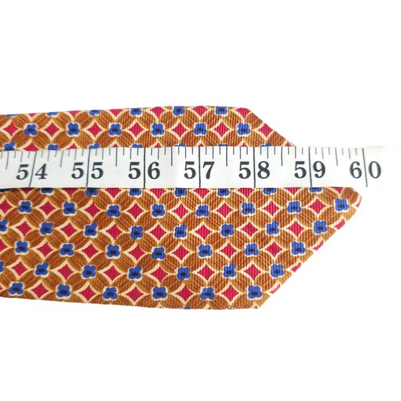 Richel Men Necktie 100% Silk Geometric Diamond Tan Blue Red Multi 60x4 - NWOT - Picture 6 of 6